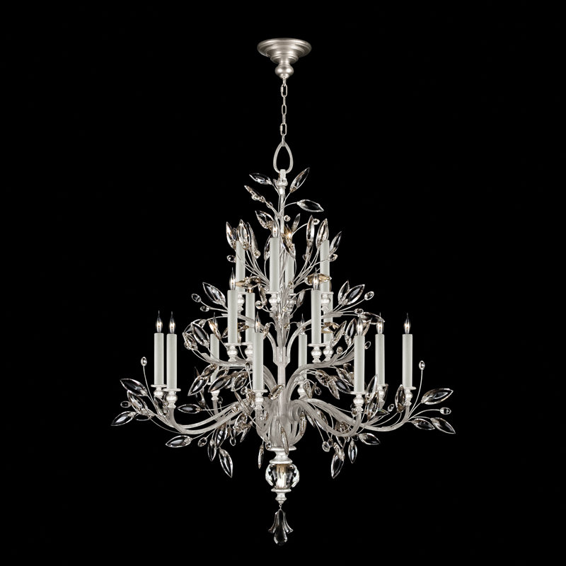 Lustre rond 45 po Crystal Laurel, Argent