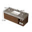 Meuble-lavabo flottant 48 po avec dessus en pierre frittée gris, armoire en bois brun, porte à chevrons en forme de V, tablettes ouvertes et dosseret-69461227-69461228