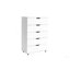 Commode de rangement blanche à 5 tiroirs avec roulettes - Armoire de rangement moderne