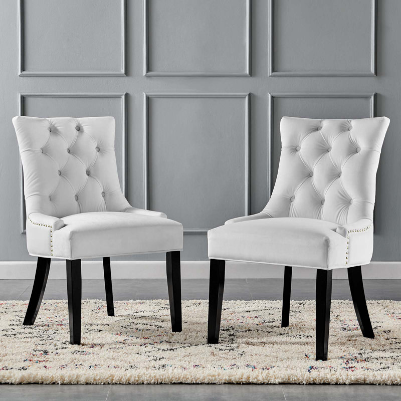 Chaises d'appoint de salle à manger Modway Regent, Velours gris pâle