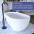 59" Solid Surface Freestanding Soaking Bathtub in Matte White