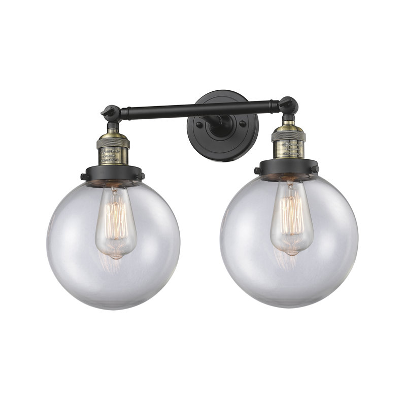 Clementina 2 - Light Dimmable Vanity Light, Black Antique Brass, Clear, 6 Watt Vinage LED Bulb