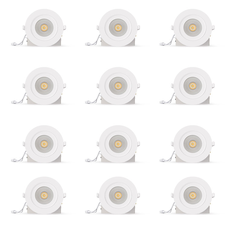 4" 360 Degree Gimbal Recessed LED Downlight (Set of 12), 12W, 5CCT Selectable, Triac Dimmable
