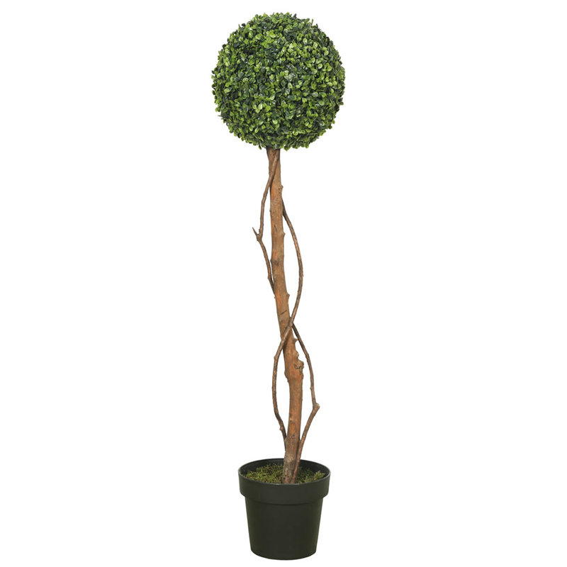 Topiaire en buis vert artificiel en pot noir, H 39 po x l 11 po x P 11 po