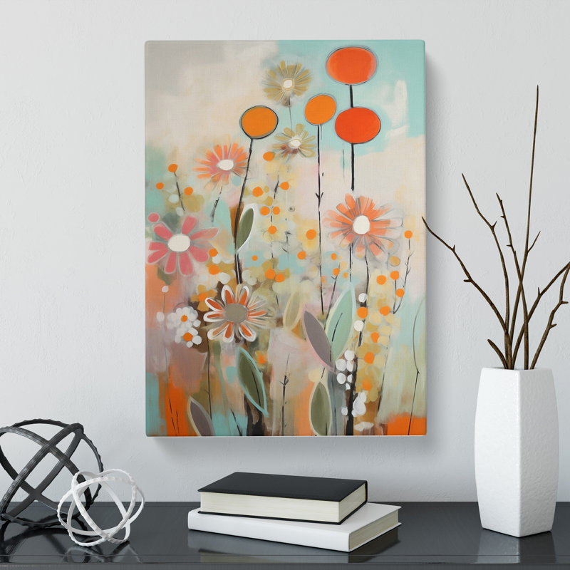 CAN-V0523-1506X Mid Century Modern Flowers Vol.6 - Wrapped Canvas Print, 76cm H x 50cm W x 3cm D