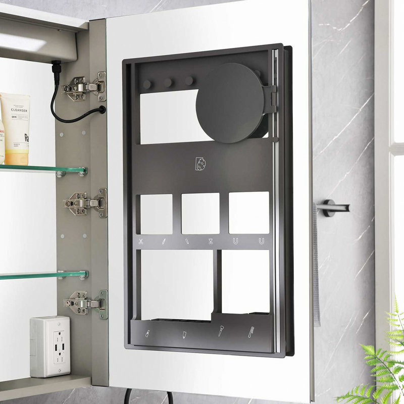 LED Large Rectangular Aluminum Alloy Surface Mount Medicine Cabinet With Mirror