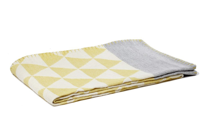 Stockholm Baby Alpaca Woven Throw, Citrus/Gray