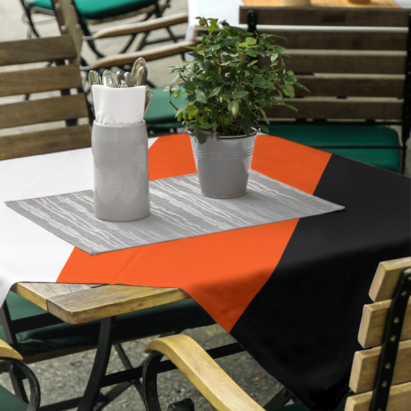 Philadelphia Tablecloth, White/Orange/Black