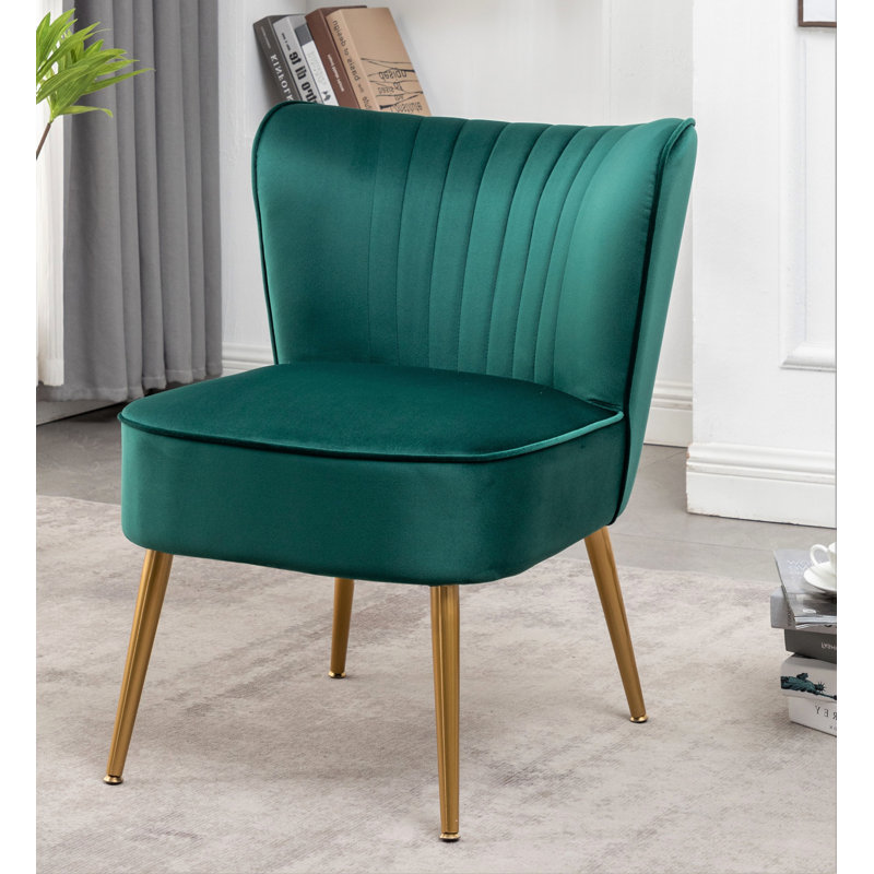 Upholstered Slipper Chair, Green