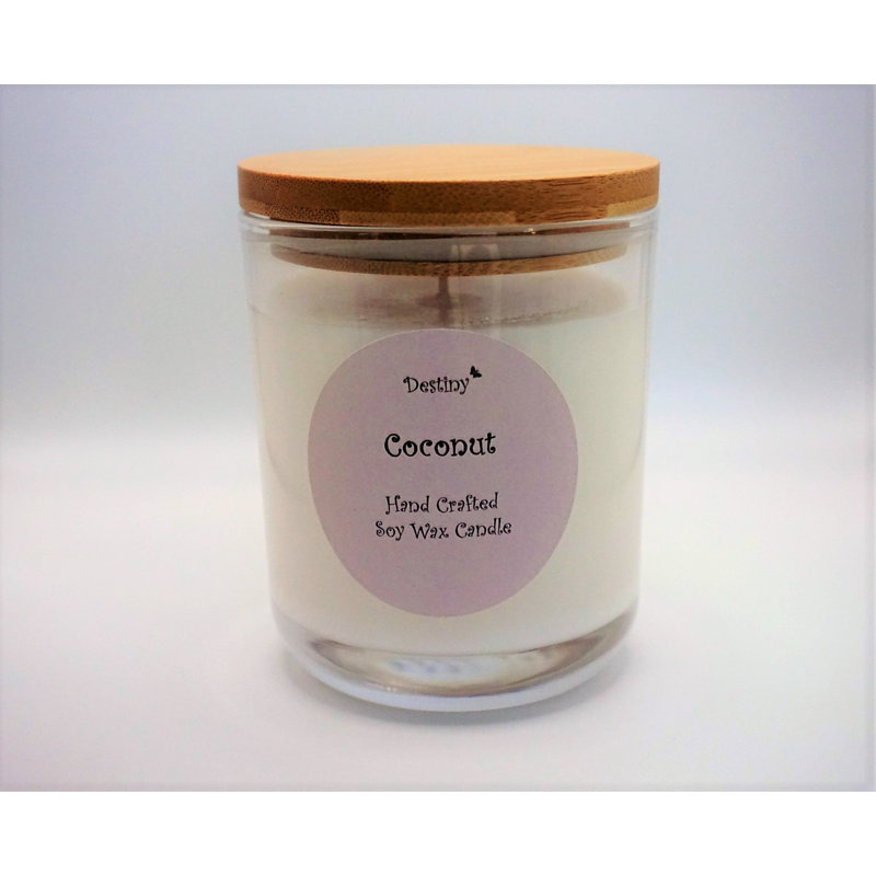 Coconut Scented Jar Candle with Glass Holder