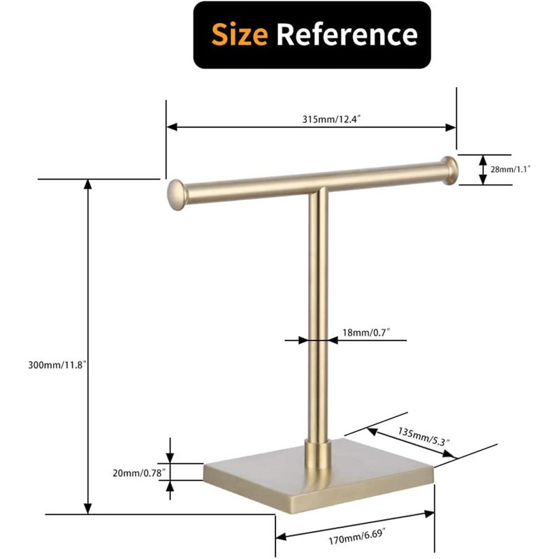 Porte-serviettes à main, support à serviettes de bain en acier inoxydable SUS304, Or