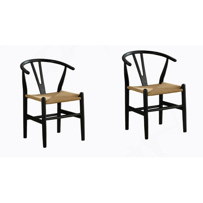 Ensemble de 2 chaises d'appoint de style Mid-Century moderne avec structure en bois d'hévéa et dossier incurvé pour un repas confortable
