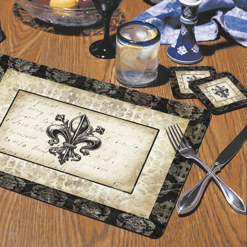 Napperon en damas 12 "Fleur De Lis