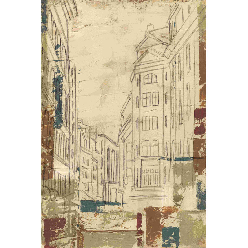 Rues du centre-ville II, H 18 po x l 12 po