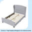 51" High Headboard Wingback Linen Upholstered Bed No Box Spring Needed, Grey-331521858-331521862