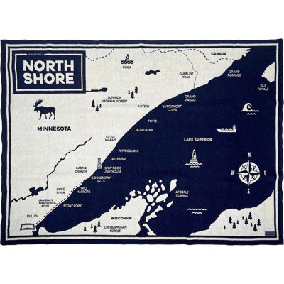 Lake and City Maps North Shore Map Wool Throw Blanket