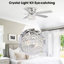 Ventilateur de plafond encastré en cristal à 5 pales de 52 po Caenas avec télécommande et ensemble d'éclairage inclus
