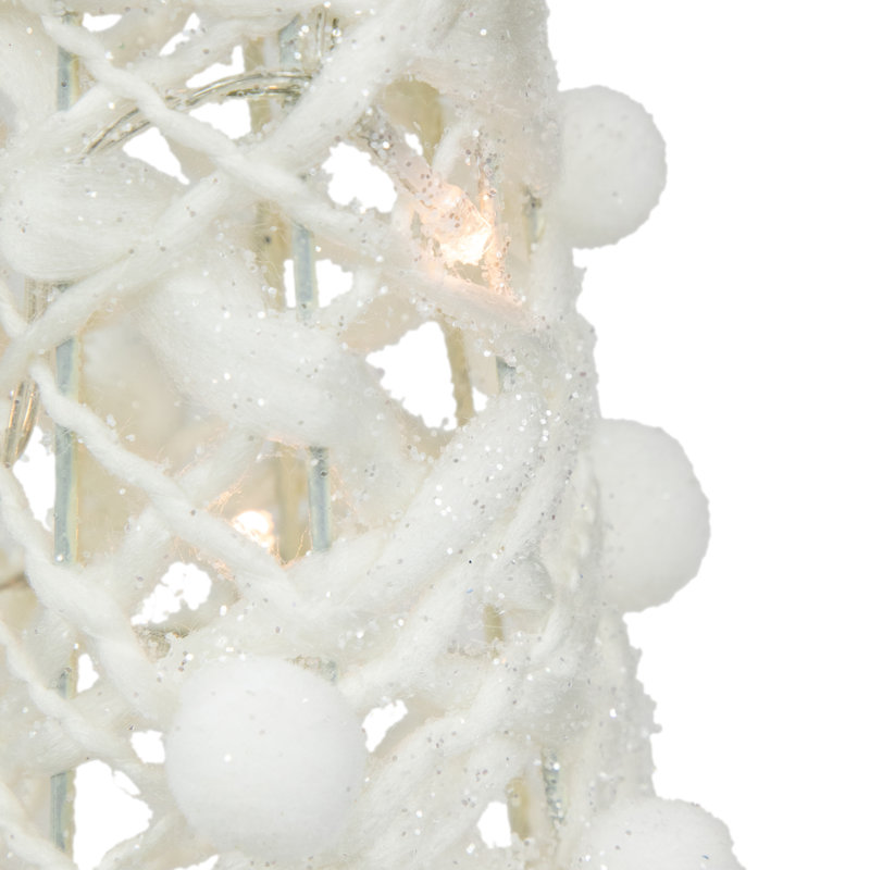 Set of 3 LED Lighted White Glittered Cone Tree Christmas Decoration 39.25"