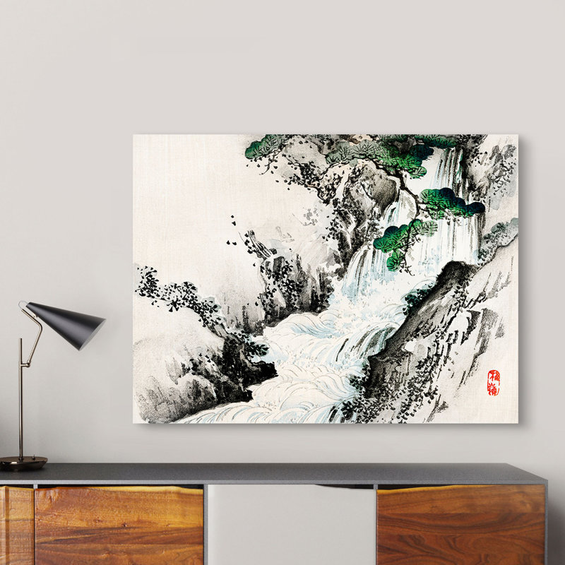 Japanese Waterfall by Kono Bairei - Wrapped Canvas Art Prints, 60cm H x 80cm W x 4cm D