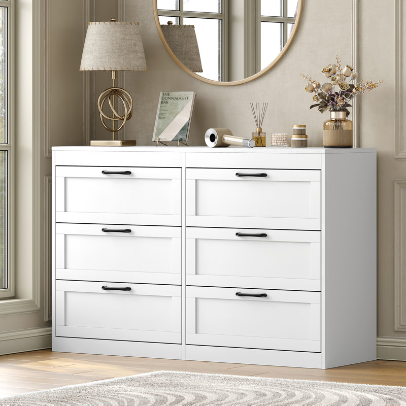 Modern 6-Drawer Dresser,47"W Bedroom Dresser for Living Room,Bedroom, White