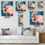 Flamants roses dans l'eau bleue II - Horloge murale de ferme-882669933