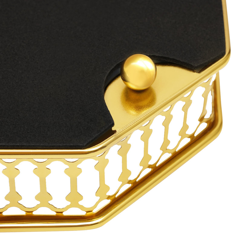 Plateau rectangulaire rétro en métal octogonal (miroir)