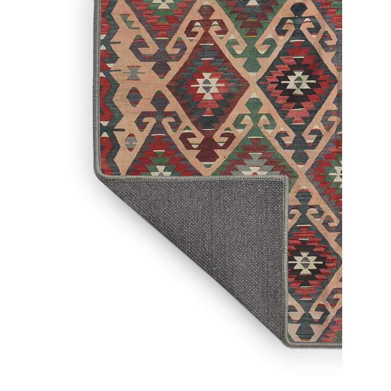 Tapis traditionnel vert / rouge / noir Alisja, Rectangle 3 pi x 5 pi