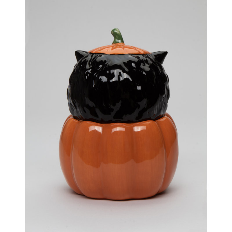 Zahavi Ceramic / Porcelain Jar, Orange/Black