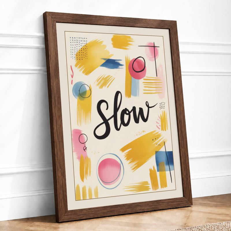 Slow Mindfulness Modern - Framed Print, A4 - 29.7 x 21.0 cm, Walnut