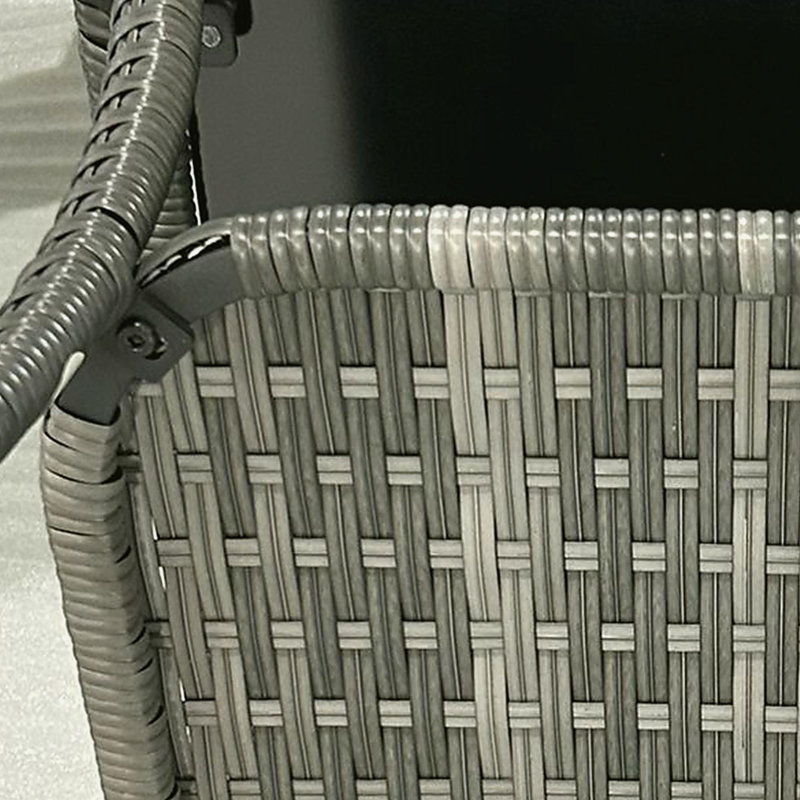 Outsunny Woven Rattan Edge Table, Outdoor Side Table with Storage Shelf, Aluminum Frame Square, Tempered Glass Top, Beach Color