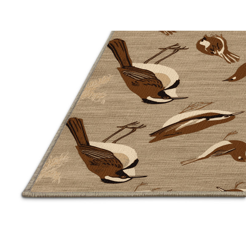 Washable Eurasian Wren Birds Area Rug, Rectangle 3' x 5'
