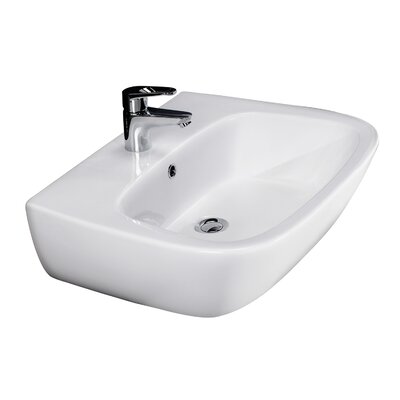 White Vitreous China U-Shaped Wall Mount Bathroom Sink with Overflow -  Barclay, 4-1014WH