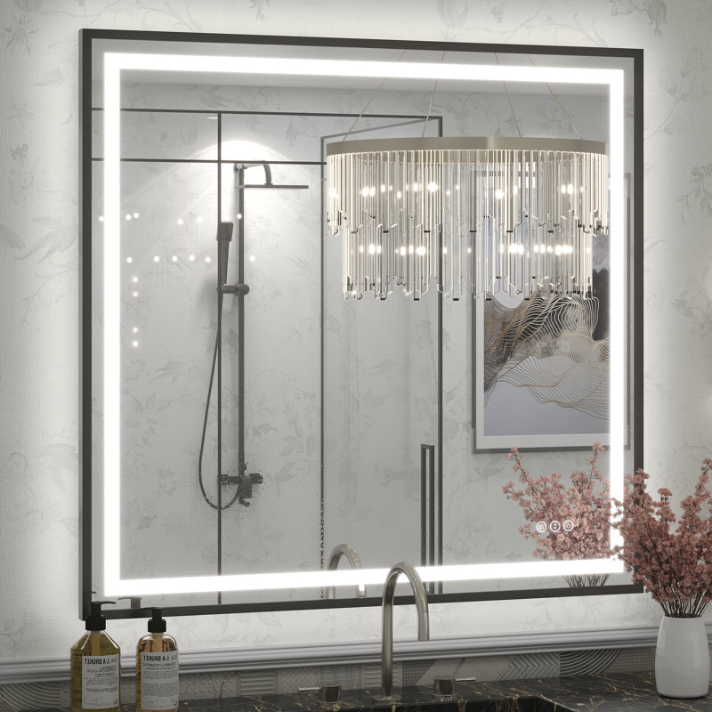 Miroir de salle de bain Molly Framelss, 40 po x 38 po, Noir