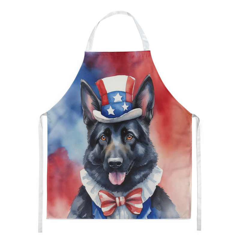 Patriotic American Apron, Black German Shepherd