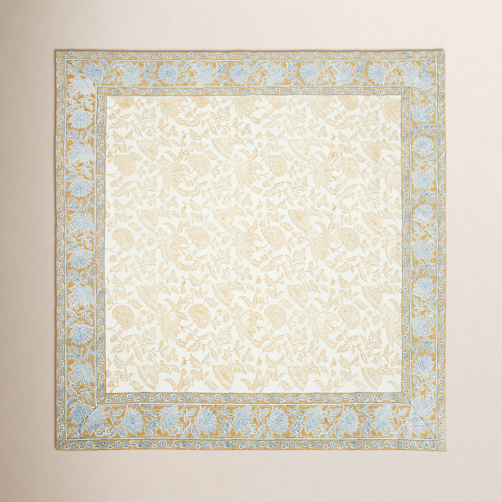 Quinlan Tablecloth - Blue/Brown - 59" x 59", 59'' Square