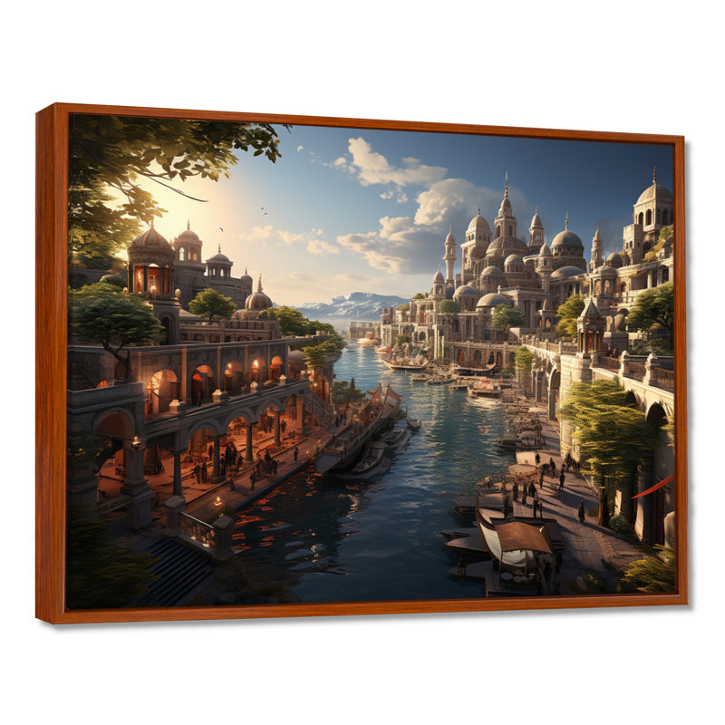 La gloire de la ville perdue d'Atlantis, H 24 po x l 32 po x P 1 po, Toile avec cadre flottant noir
