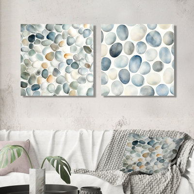 «Minimalist Meditation Stone Collage I - Meditation Wall Decor - Traditional Wall Art», 2 pièces