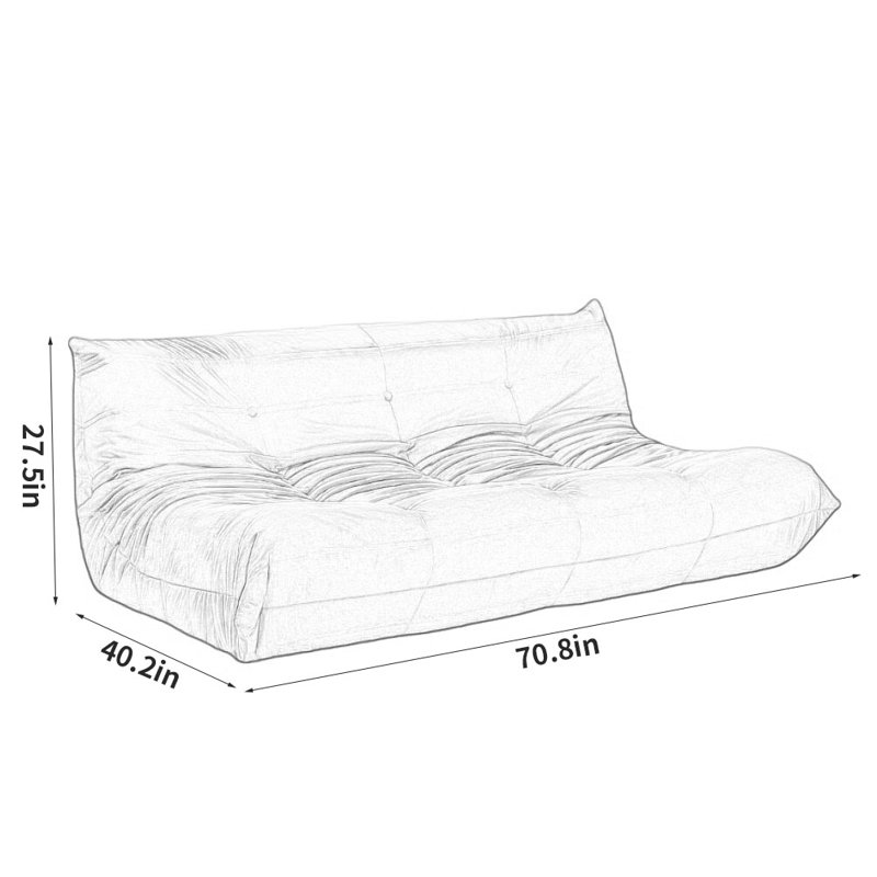 Canapé simple et créatif de 70,8 po, Fibre de polyester jaune