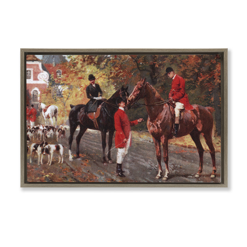  «Vintage Horses & Jockeys» par Tina Higgins Designs, Inc., Cadre flottant orme Montalcino, H 21 po x l 31 po