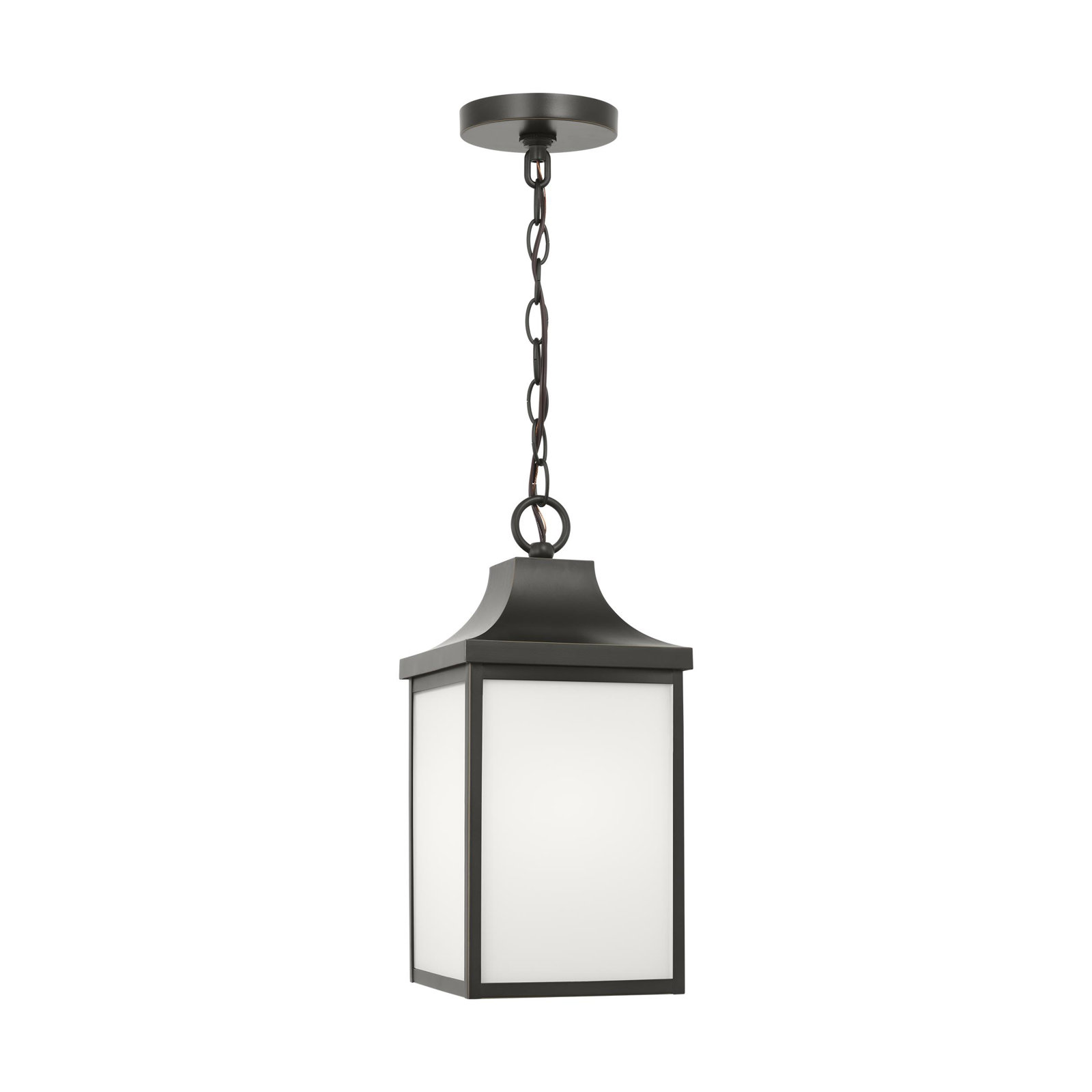 Frosted Outdoor Pendant, Antique Bronze
