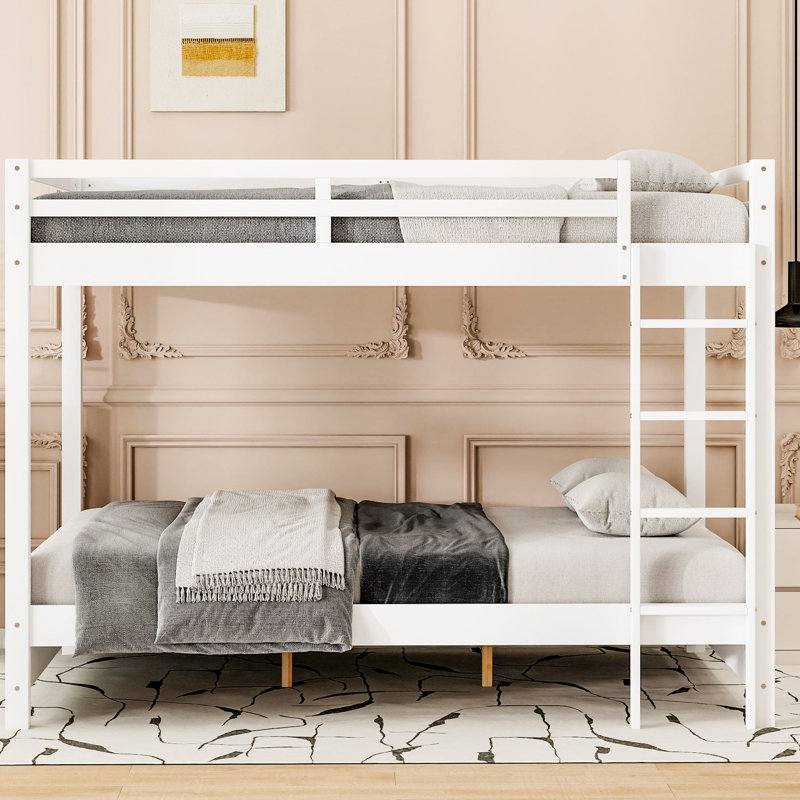 Queen White Bunk Bed , Pine And Build, , No Box Spring, Easy Assembly Process