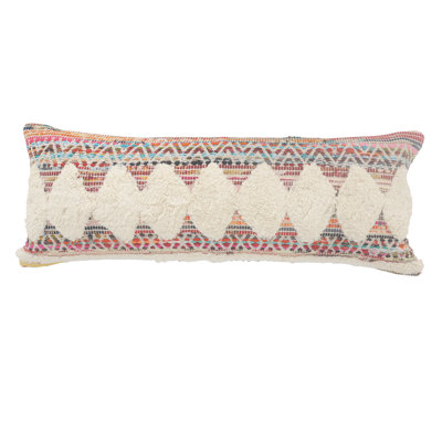 Kennamer Bohemian Multicolor Chevron Chindi Handmade Throw Pillow Cover
