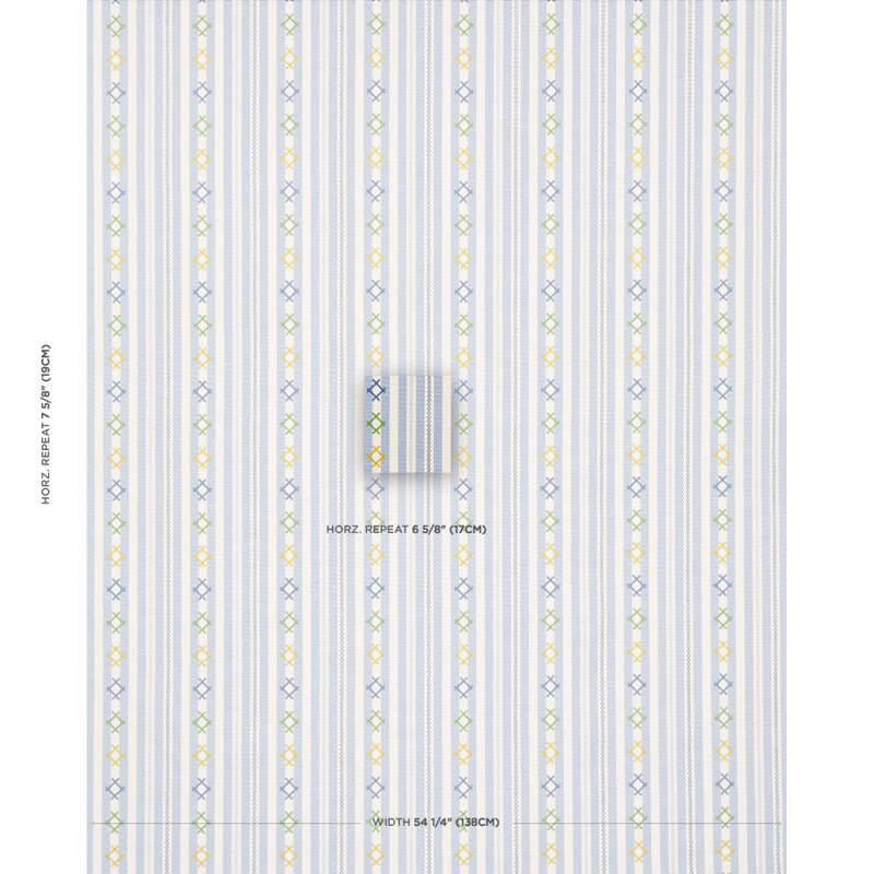 Rhodes Stripe Fabric, Sky