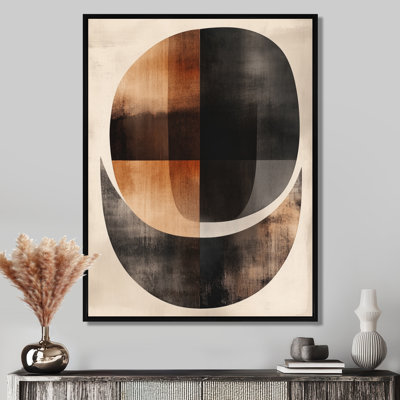 Brown Abstract Wall Art, Brown Minimal Curves, Minimalist Curve Canvas