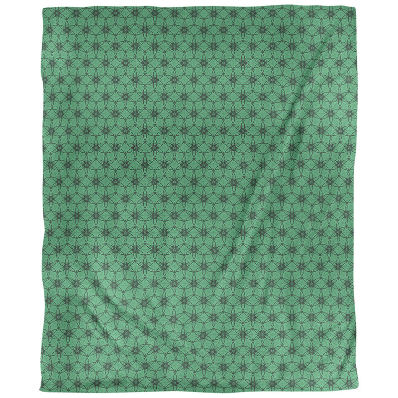 Tissu à cercles ornés, Vert / Noir, L 56 po x l 36 po, Coton peigné de base