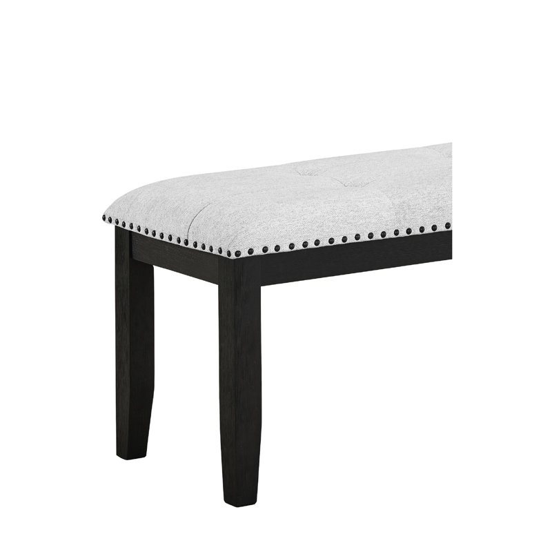 Banc de salle à manger rembourré transitionnel avec siège gris et pieds noirs pour l'ameublement de la maison Revêtement gris moderne