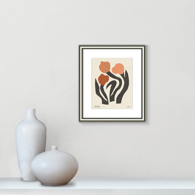 Imprimé de fleurs modernes par NKTN, L 14,25 po x H 16,25 po, Matted Print, Silver Classic