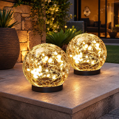 Waterproof Cracked Glass Solar Globe Lights for Outdoor Garden, Patio, Yard, Lawn and Backyard Decoration
