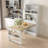 Buffet With Hutch And Foldable Dining Table, Storage Shelves, Side Hooks And A Cabinet With Sliding Doors-1136706105