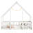 Twin Wood Floor Bed With Guardrails And House Design In White - Pine Construction For Comfort House-Shaped Twins Stable Guardrail Framework-2004279797